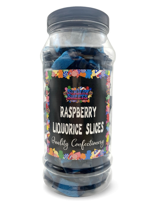 Blue Raspberry Liquorice Slices Jelly Gummy Retro Sweets Gift Jar - 700g