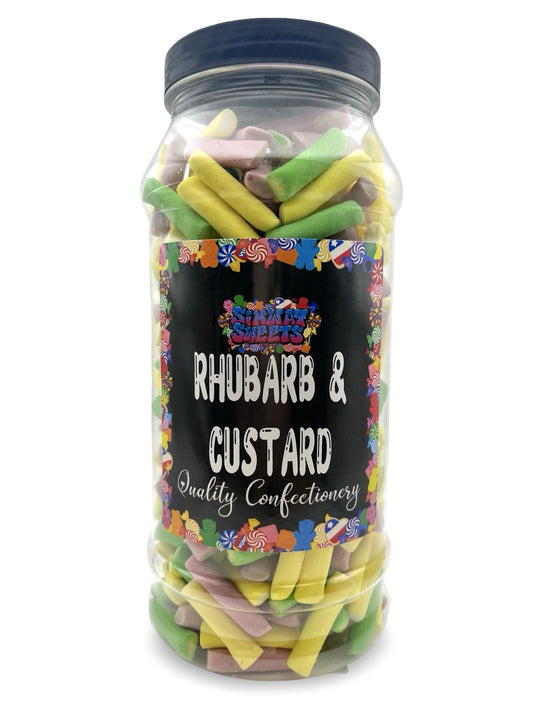 Rhubarb & Custard Tubes Gummy Retro Sweets Gift Jar - 600g
