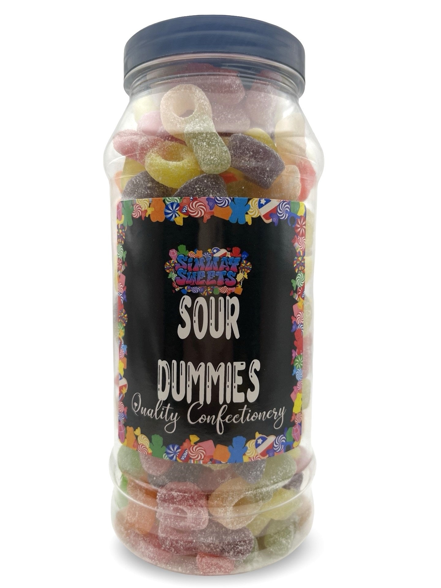 Fizzy Sour Dummies Sweets Gummy Jelly Retro Sweets Gift Jar - 590g