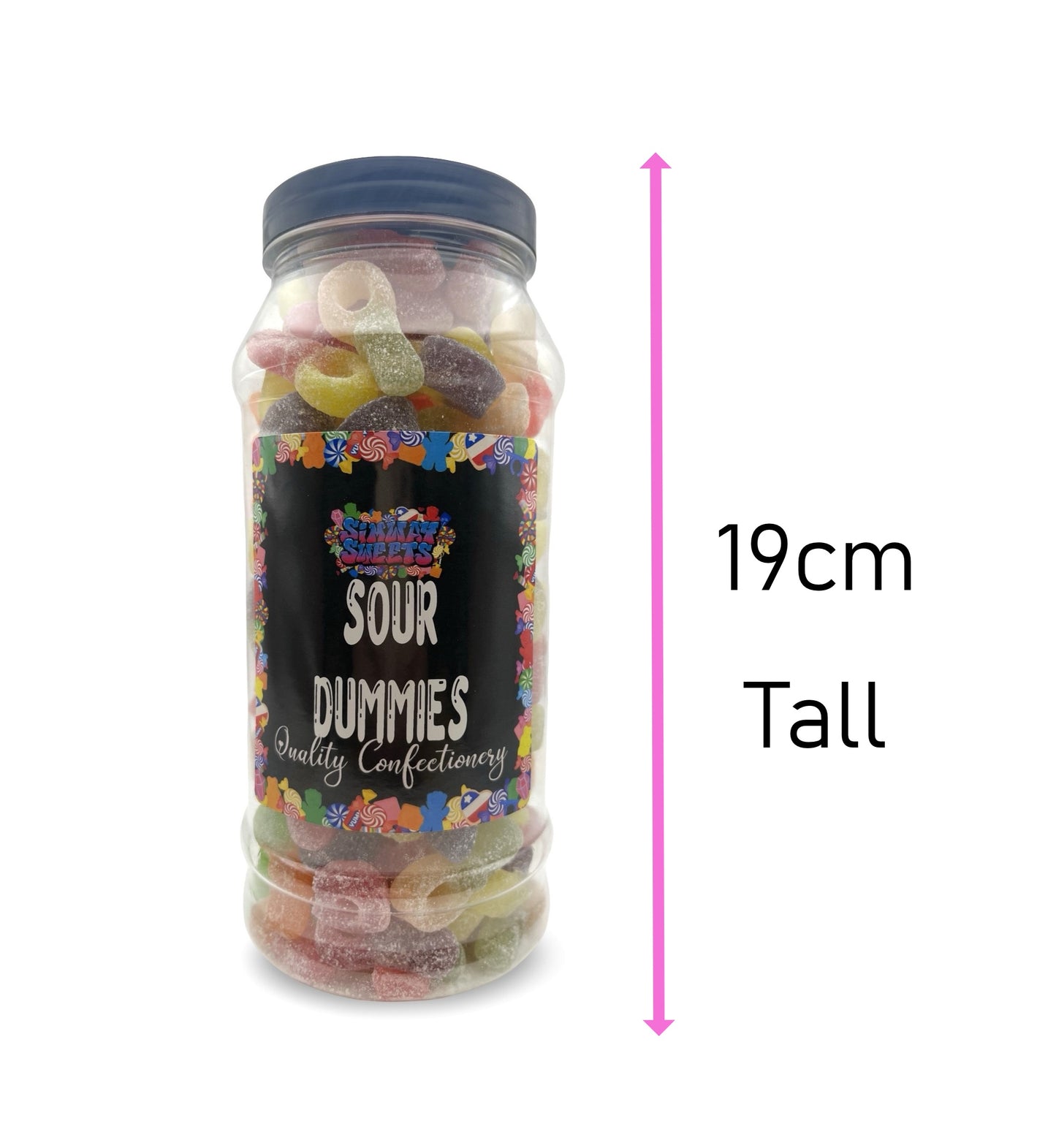 Fizzy Sour Dummies Sweets Gummy Jelly Retro Sweets Gift Jar - 590g