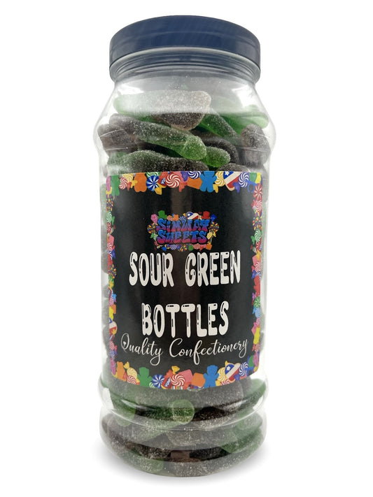 Sour Green Cola Bottles Retro Fizzy Gummy Sweets Gift Jar - 695g