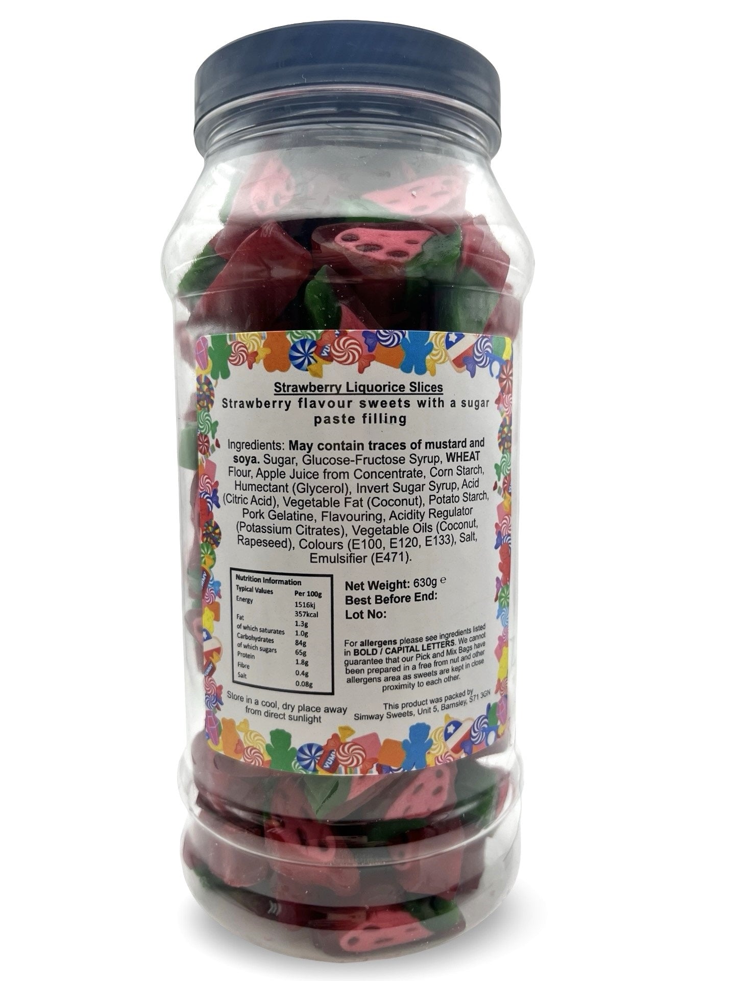 Strawberry Liquorice Slices Jelly Gummy Retro Sweets Gift Jar - 630g