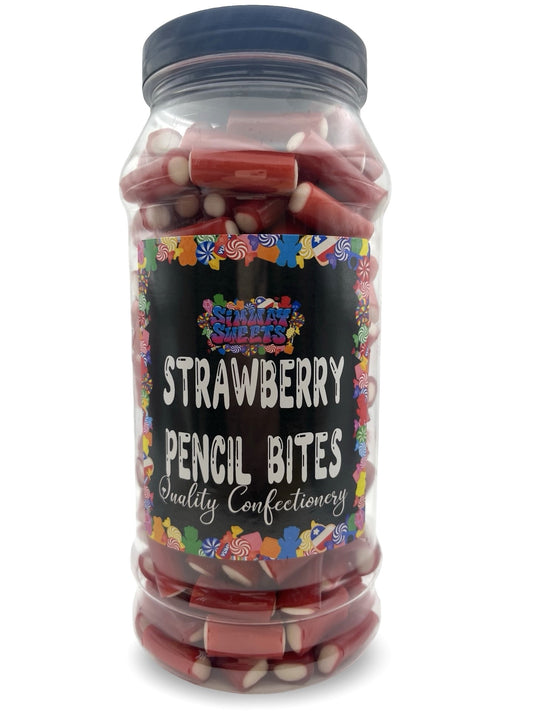 Strawberry Pencil Bites Sweets Gummy Jelly Retro Sweets Gift Jar - 695g