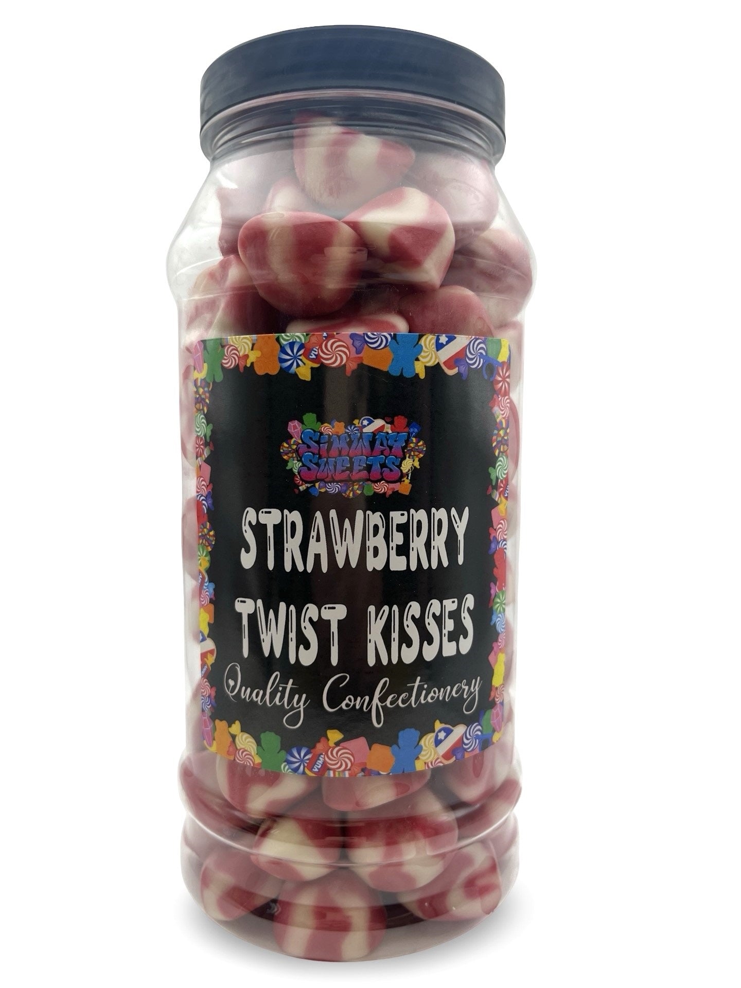 Strawberry Twist Kisses Jelly Gummy Retro Sweets Gift Jar - 735g