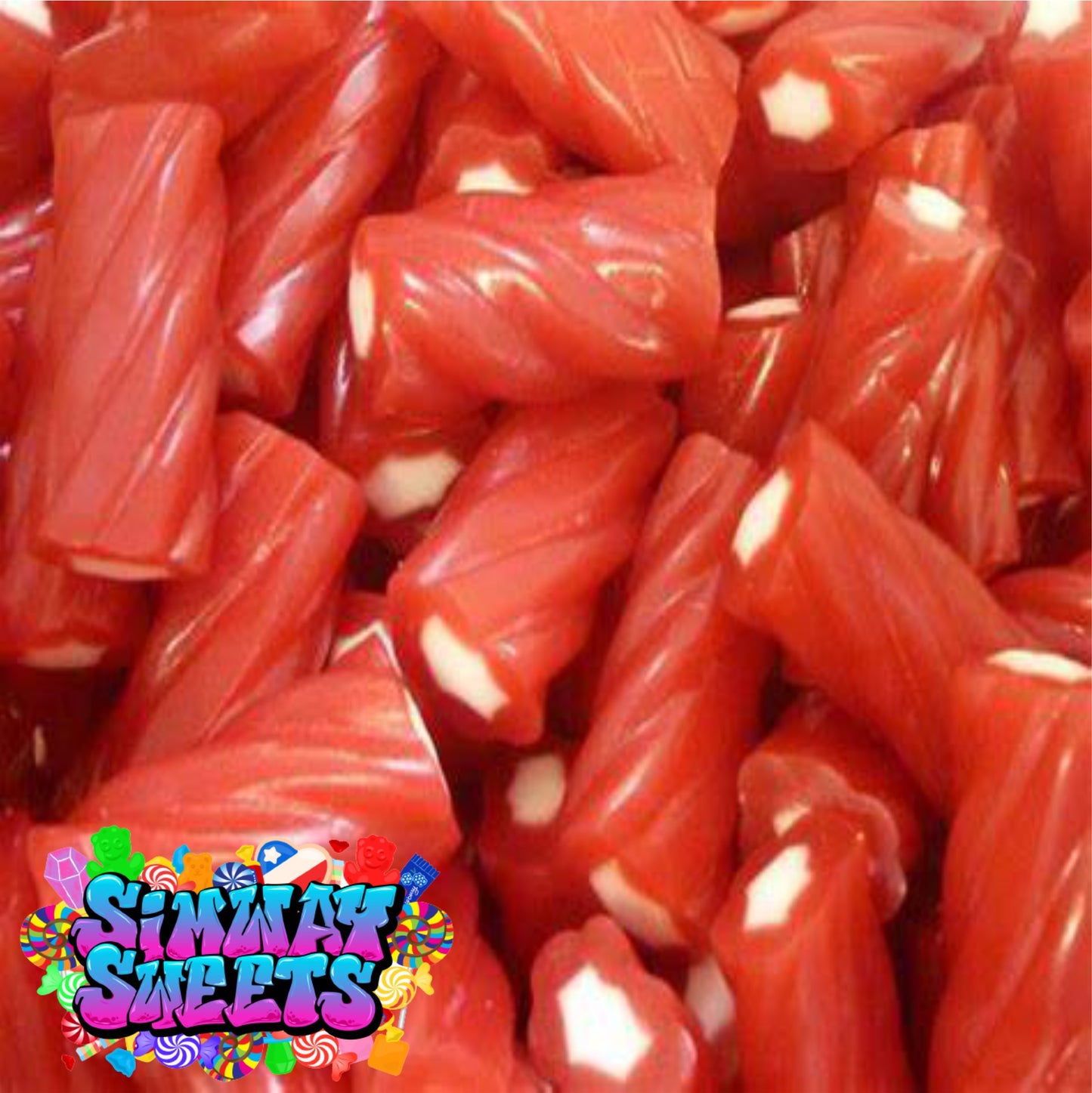 Strawberry Screws Cable Twists Mini Pencil Bites Retro Sweets Gift Jar - 710g