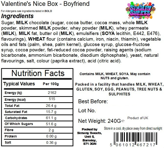 Valentines Novelty Chocolate Gift - Boyfriend