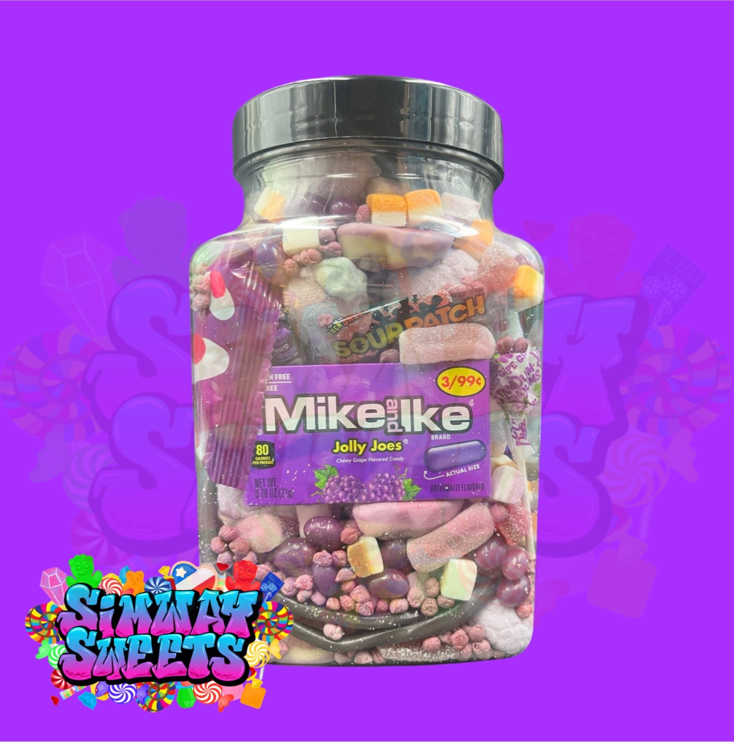 Purple Candy Filled Jar With Soda Can & Sweets JUST PASSED BEST BEFORE!!!
