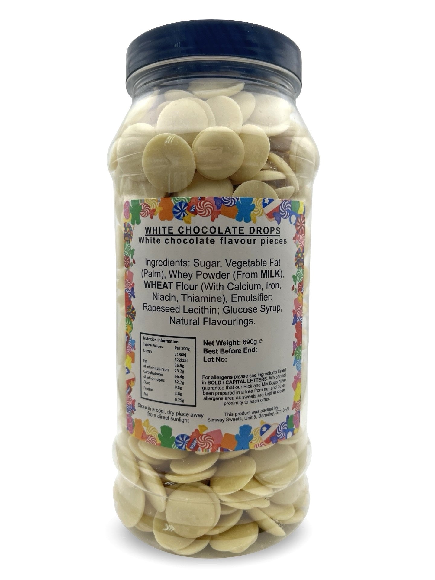 White Chocolate Buttons Drops Retro Sweets Gift Jar - 690g