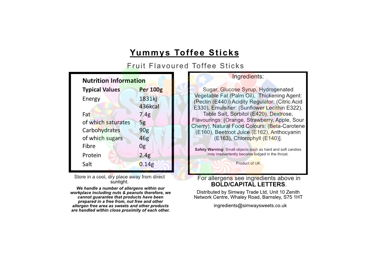 Yummys Toffee Sticks 1kg