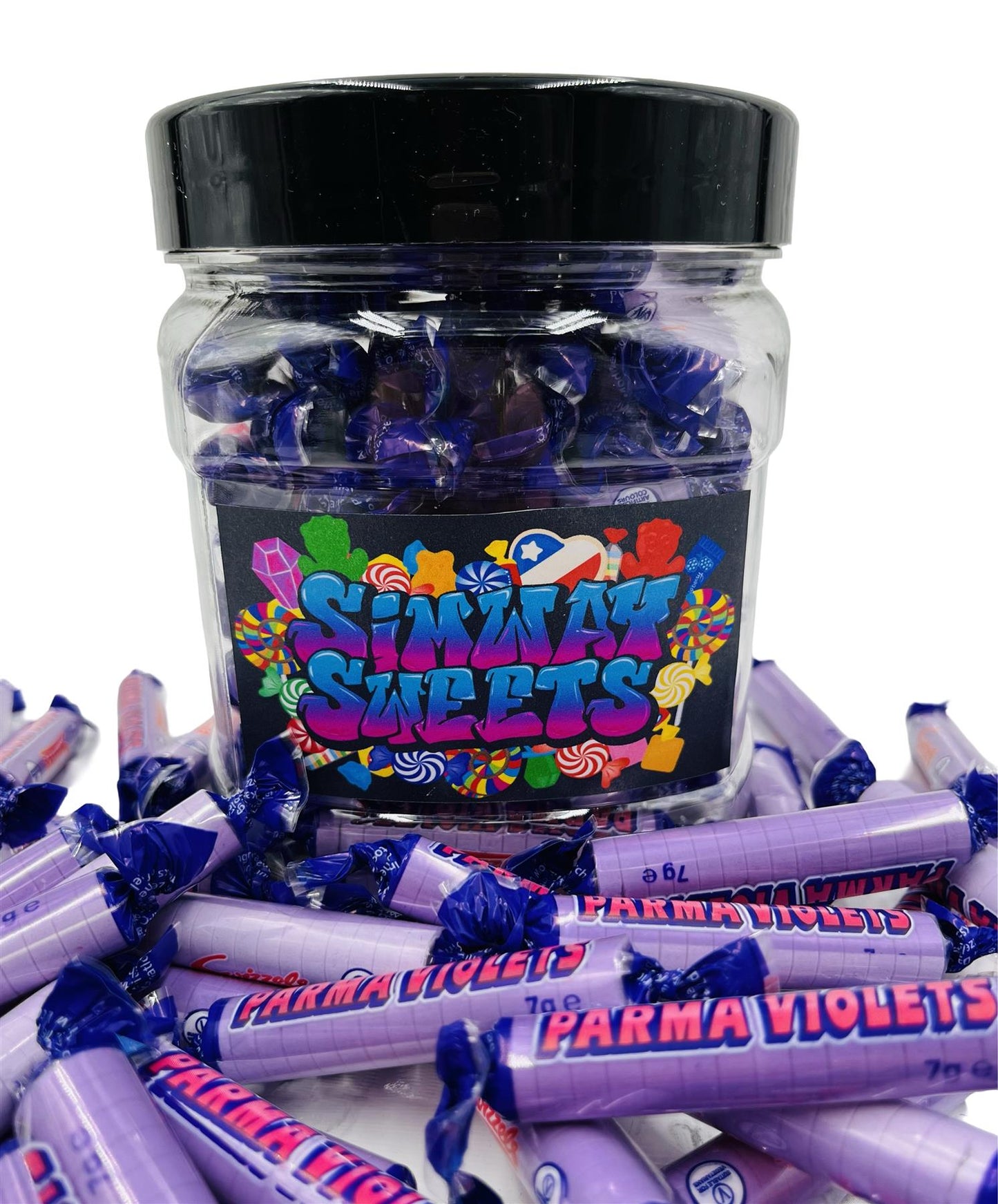 Simway Sweets Jar 580g - Swizzels Parma Violets - Individually Wrapped Sweets - Approximately 65 Pieces