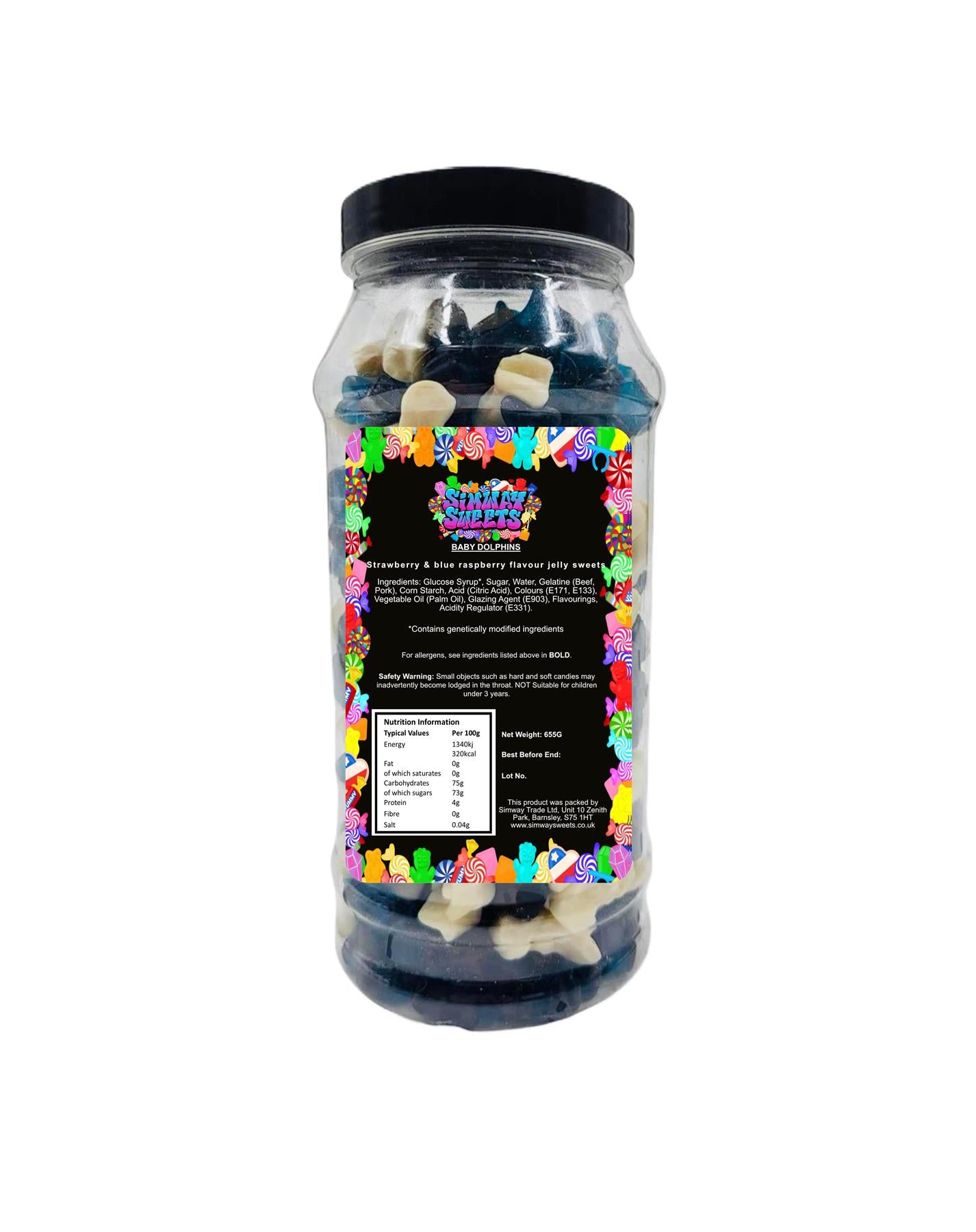 Baby Dolphins Jelly Gummy Retro Sweets Gift Jar - 655g