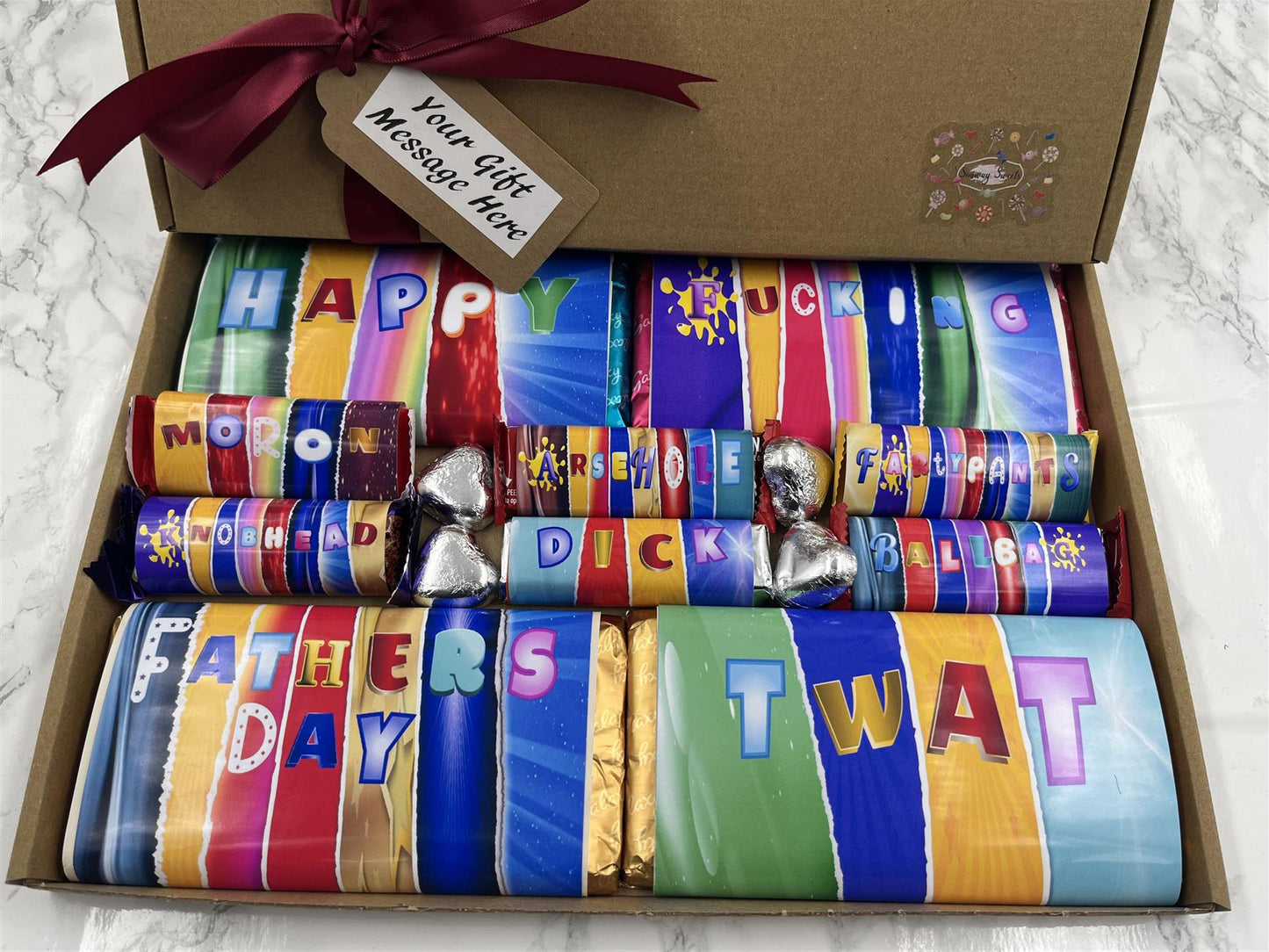 Fun Fathers Day Sweary Novelty Chocolate Wrapper Gift Box - Tw*T