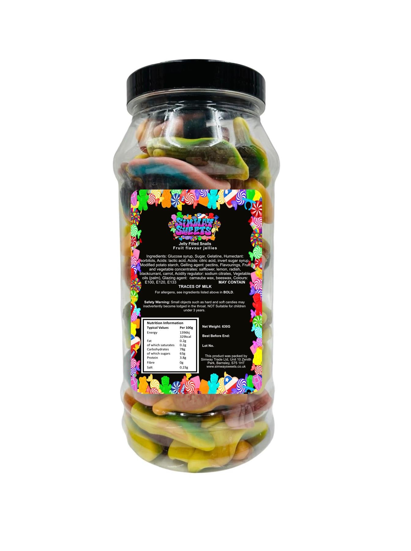 Jelly Snails Jelly Filled Sweets Gummy Retro Sweets Gift Jar - 630g