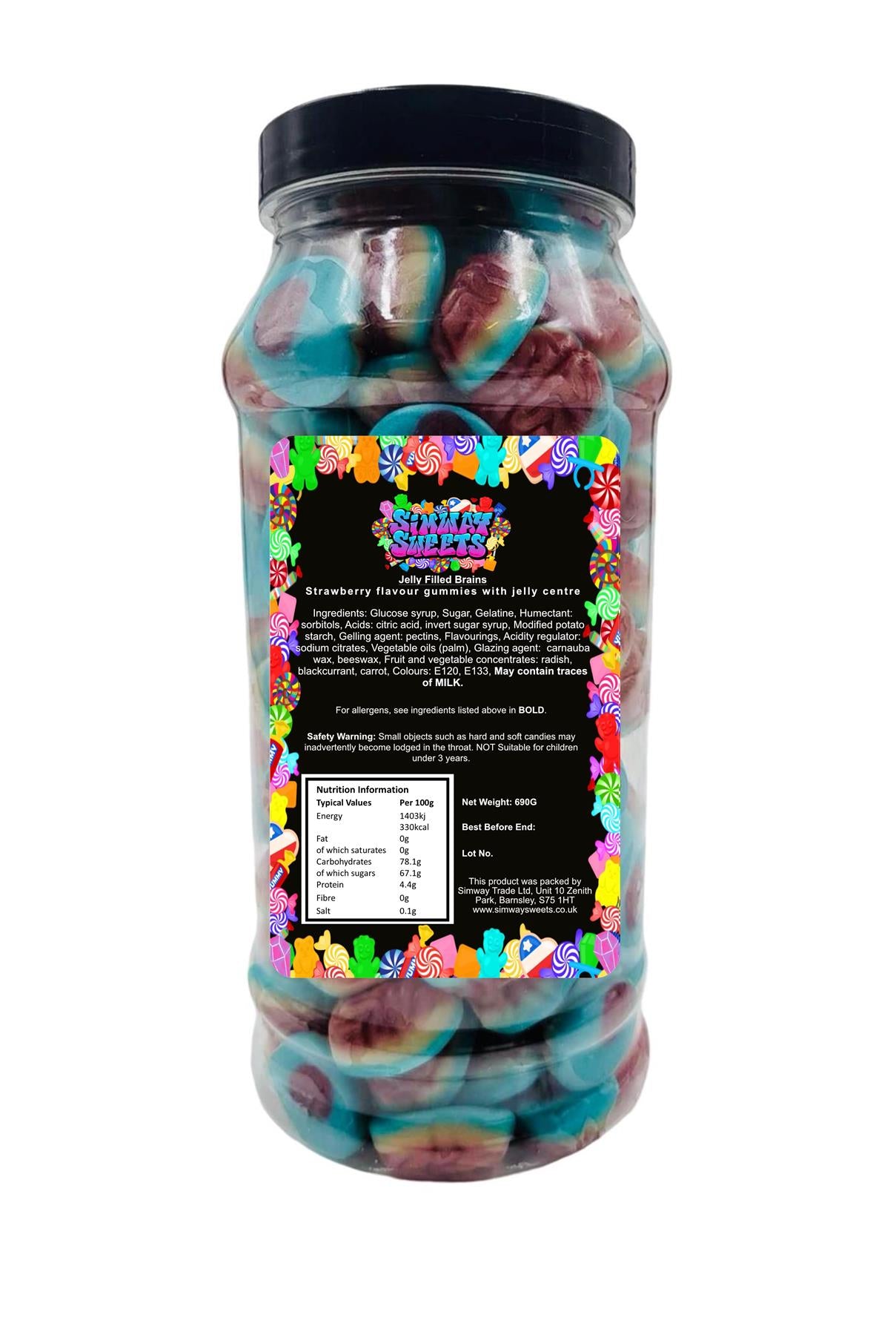 Jelly Brains Jelly Filled Sweets Gummy Retro Sweets Gift Jar - 890g