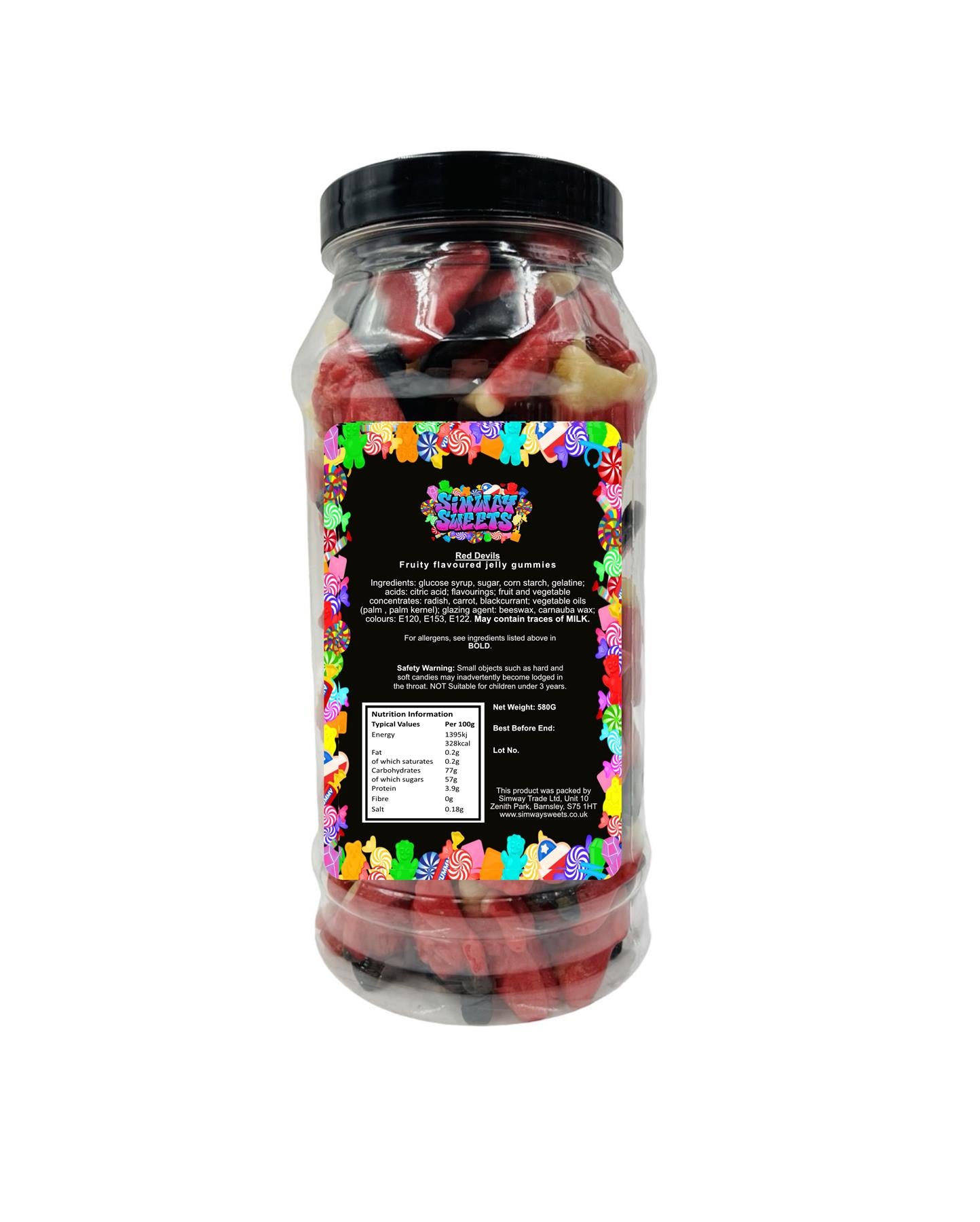 Red Devil Jelly Sweets Gummy Retro Sweets Gift Jar - 580g
