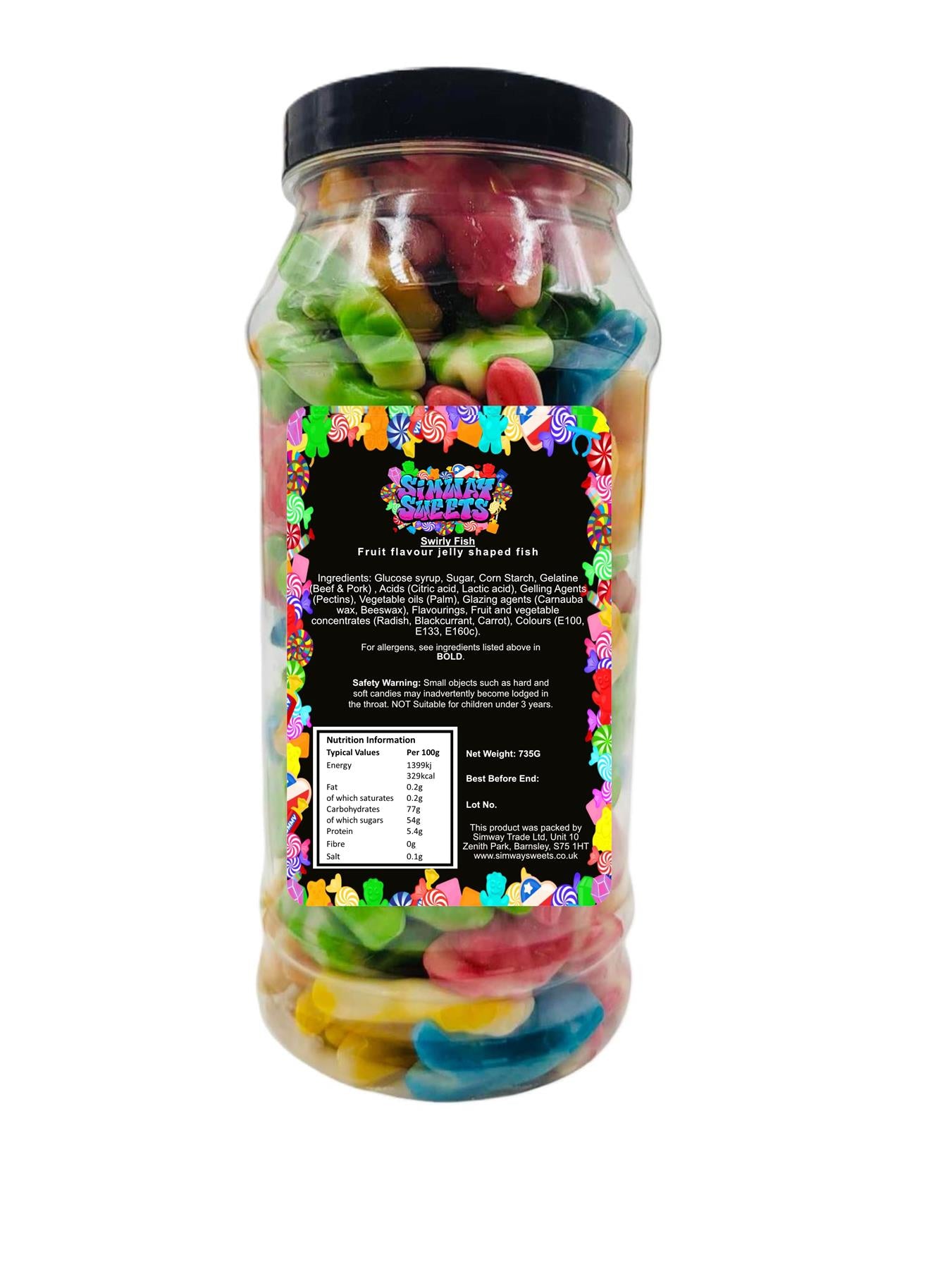 Swirly Fish Jelly Gummy Retro Sweets Gift Jar - 755g