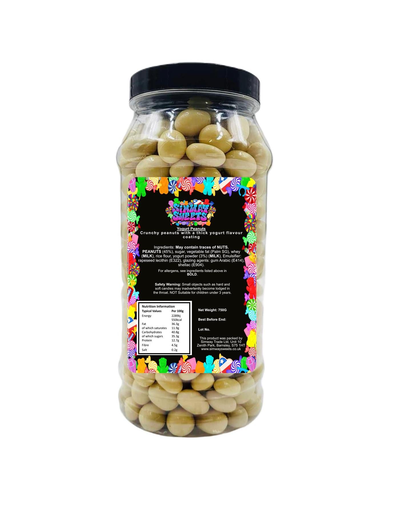 Yogurt Covered Peanuts Retro Sweets Gift Jar - 750g