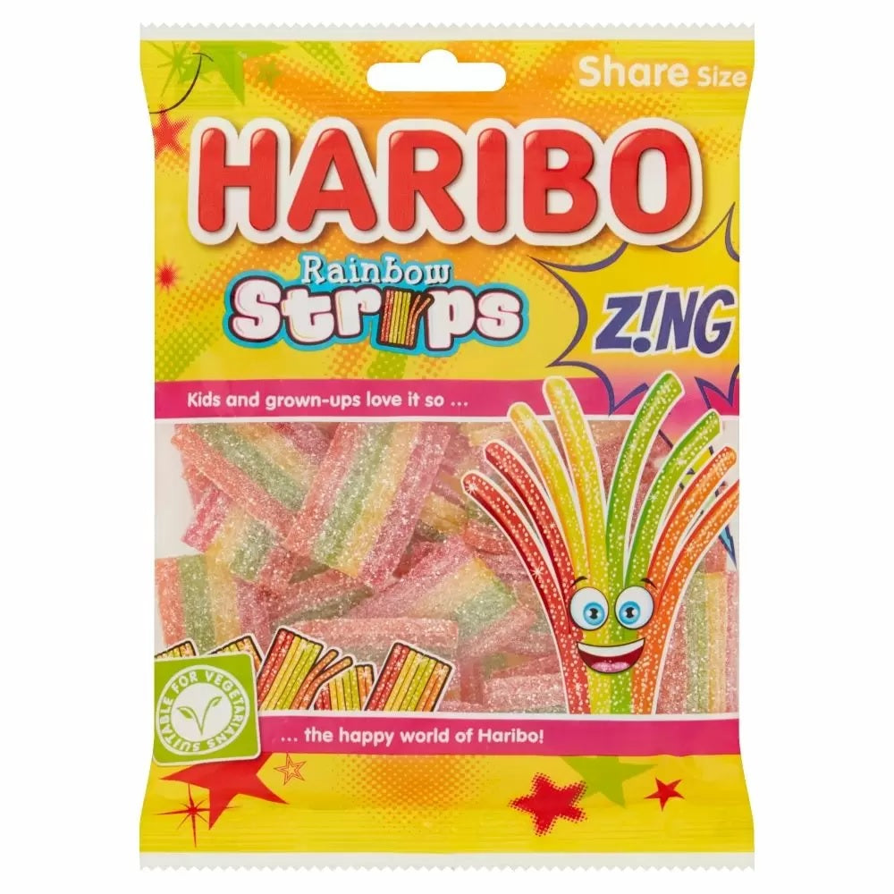 Haribo Rainbow Strips Z!Ng - 130g Bag