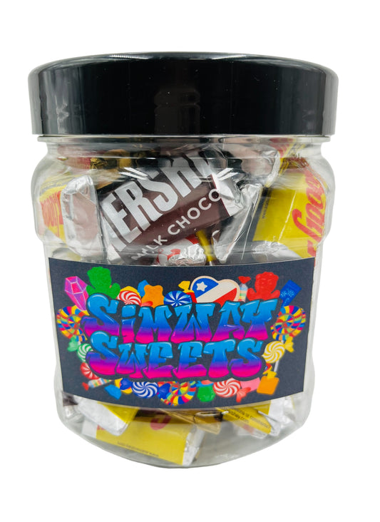 Simway Sweets Jar 770g - Hershey Minis - Individually Wrapped American Chocolate - Approximately 74 Pieces