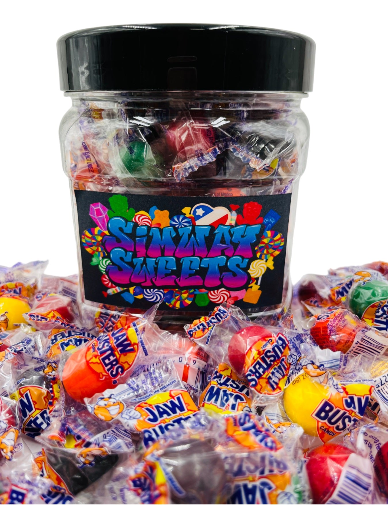 Simway Sweets Jar 590g - Jaw Busters Candy - Individually Wrapped American Sweets - Approximately 88 Pieces
