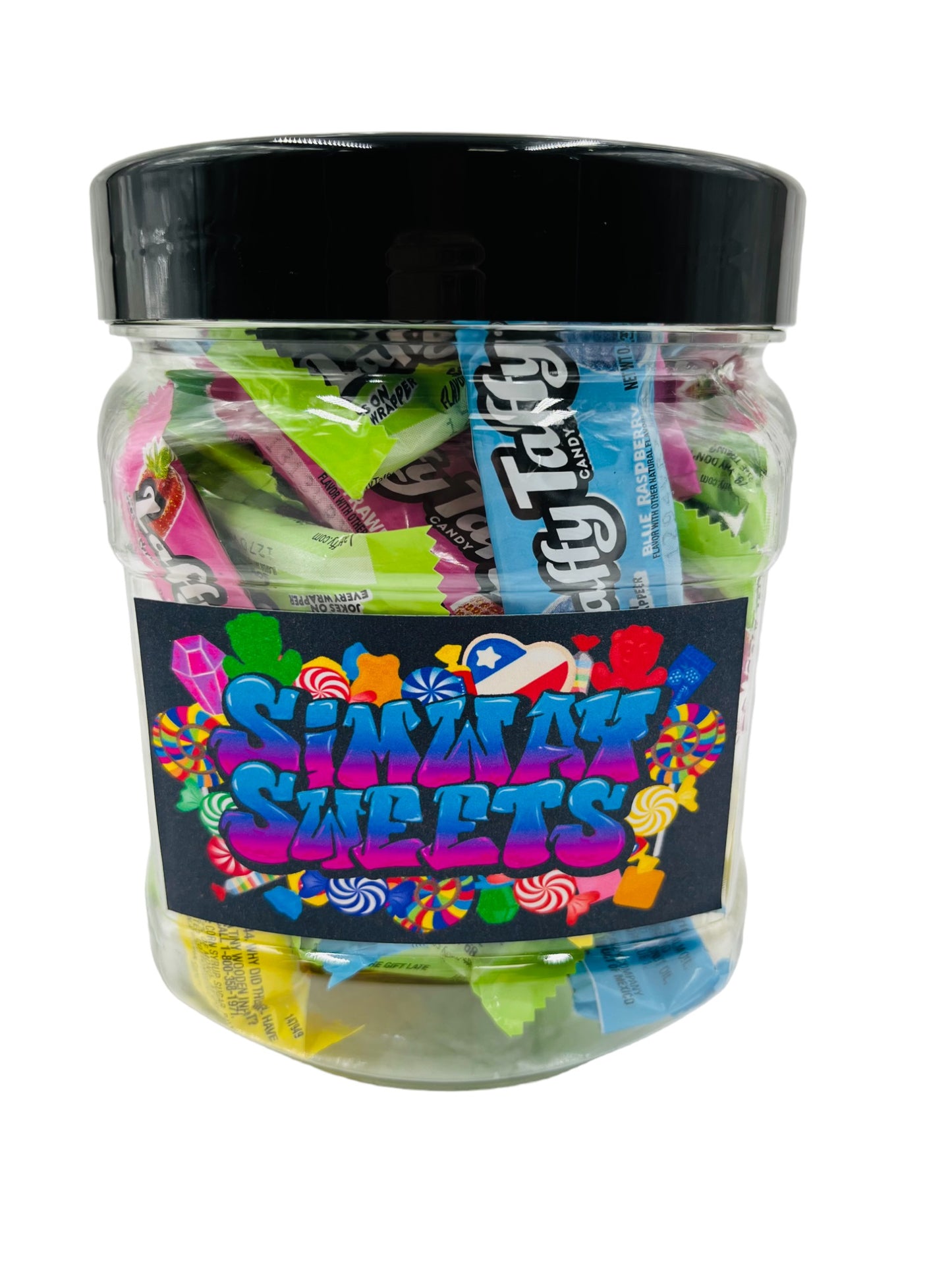 Simway Sweets Laffy Taffy Jar - Individually Wrapped American Sweets - Mixed Flavours 50 Pieces