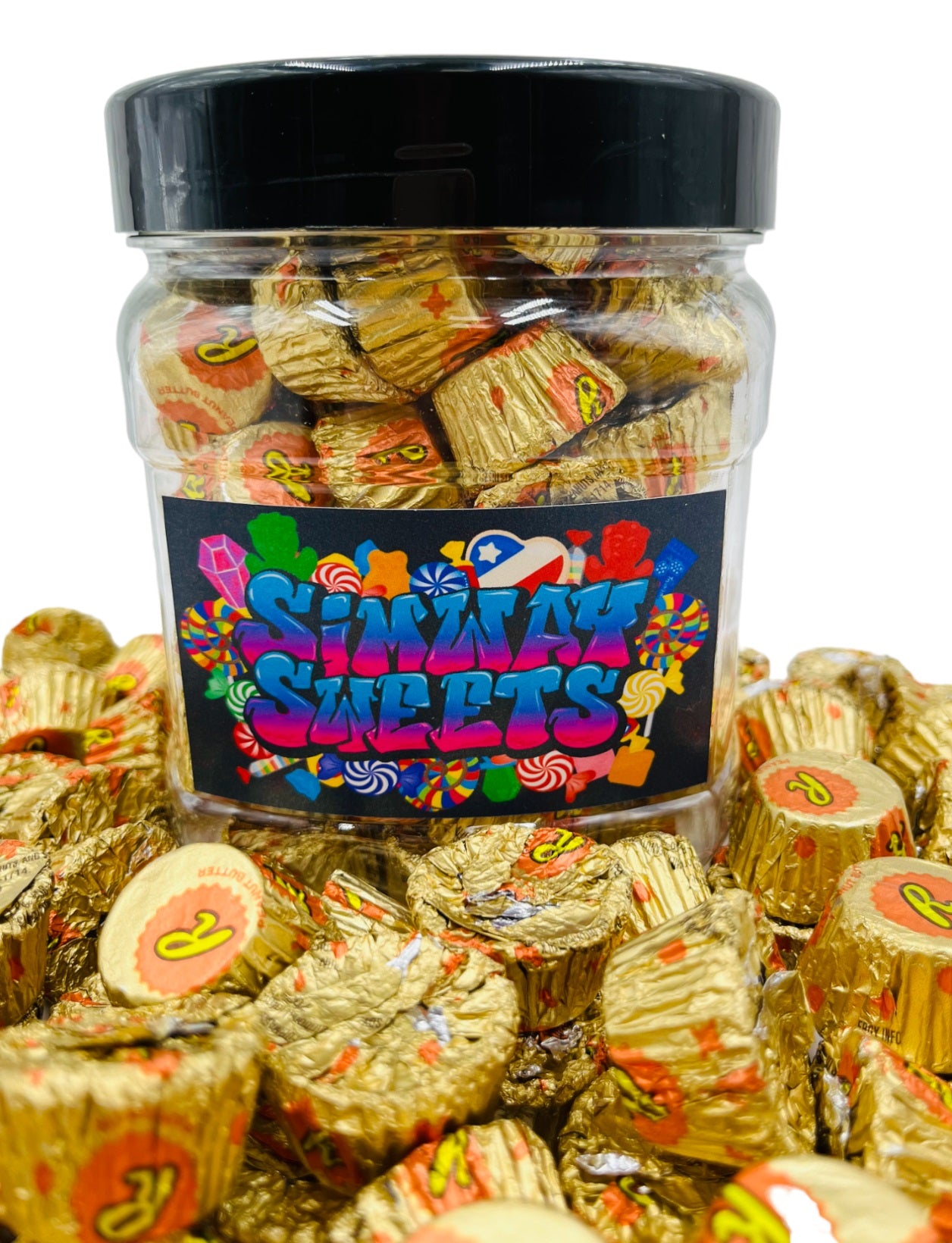 Simway Sweets Jar 755g - Reese's Peanut Butter Cups - Individually Wrapped American Chocolate - Approximately 70 Pieces