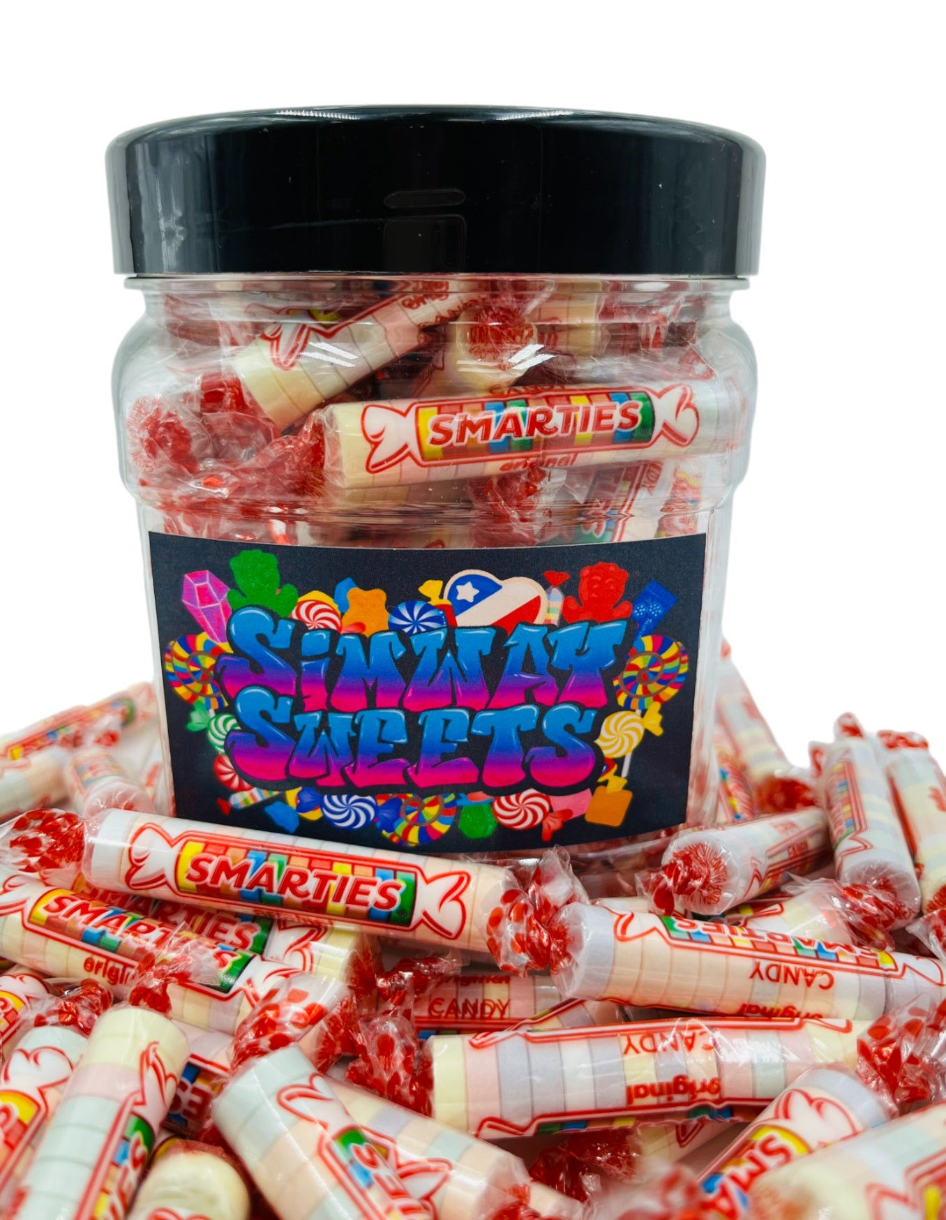 Simway Sweets Jar 555g - Smarties Candy Rolls - Individually Wrapped American Sweets - Approximately 64 Pieces