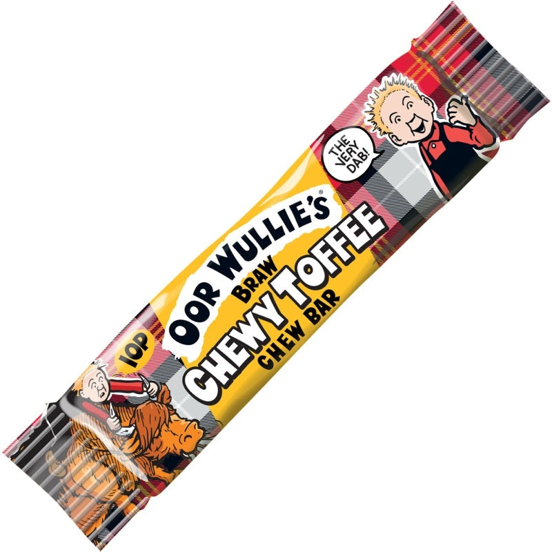 Box of 72 Oor Wullie’s Chewy Toffee Bar 11g BB JUNE 2023 Simway Sweets