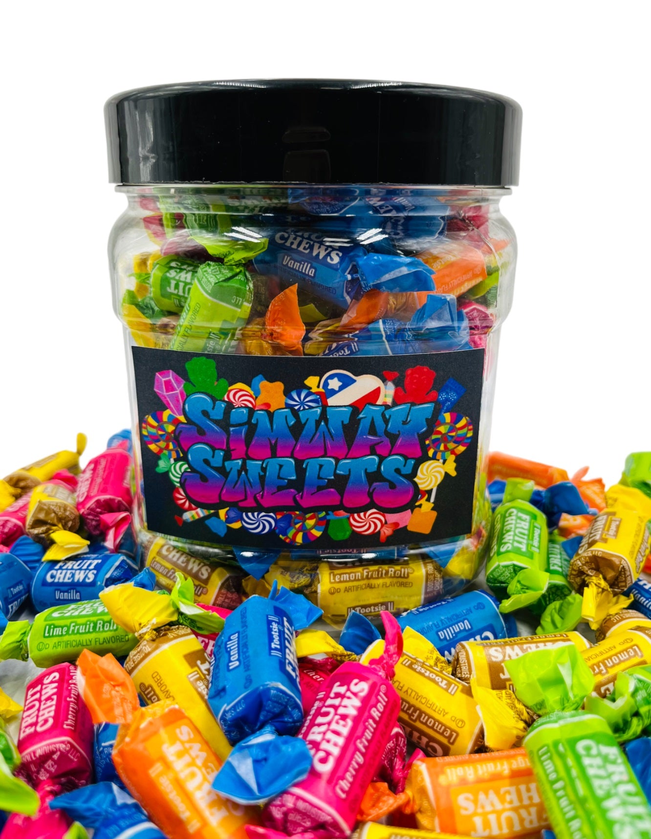 Simway Sweets Jar 765g - Tootsie Fruit Chews - American Sweets - Approximately 100 Pieces